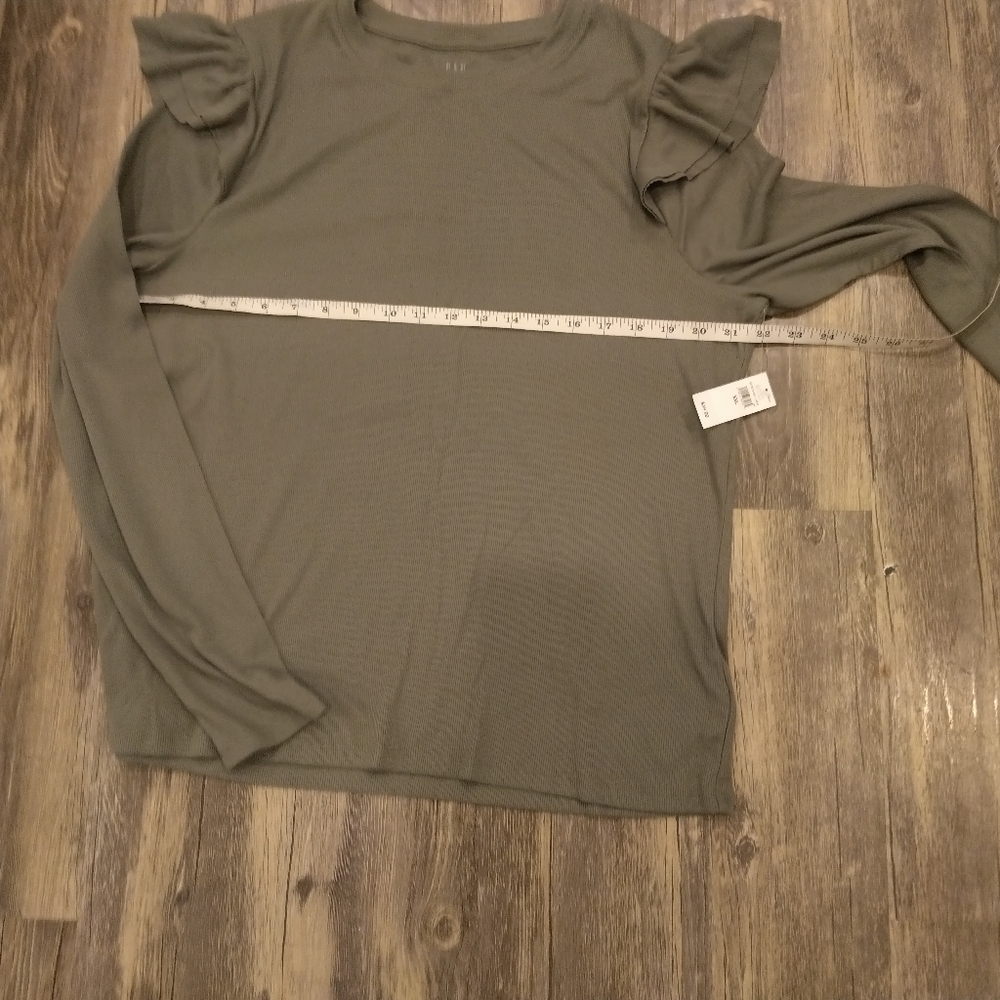 GAP 💚Ribbed Ruffle T-shirt - Picture 6 of 7